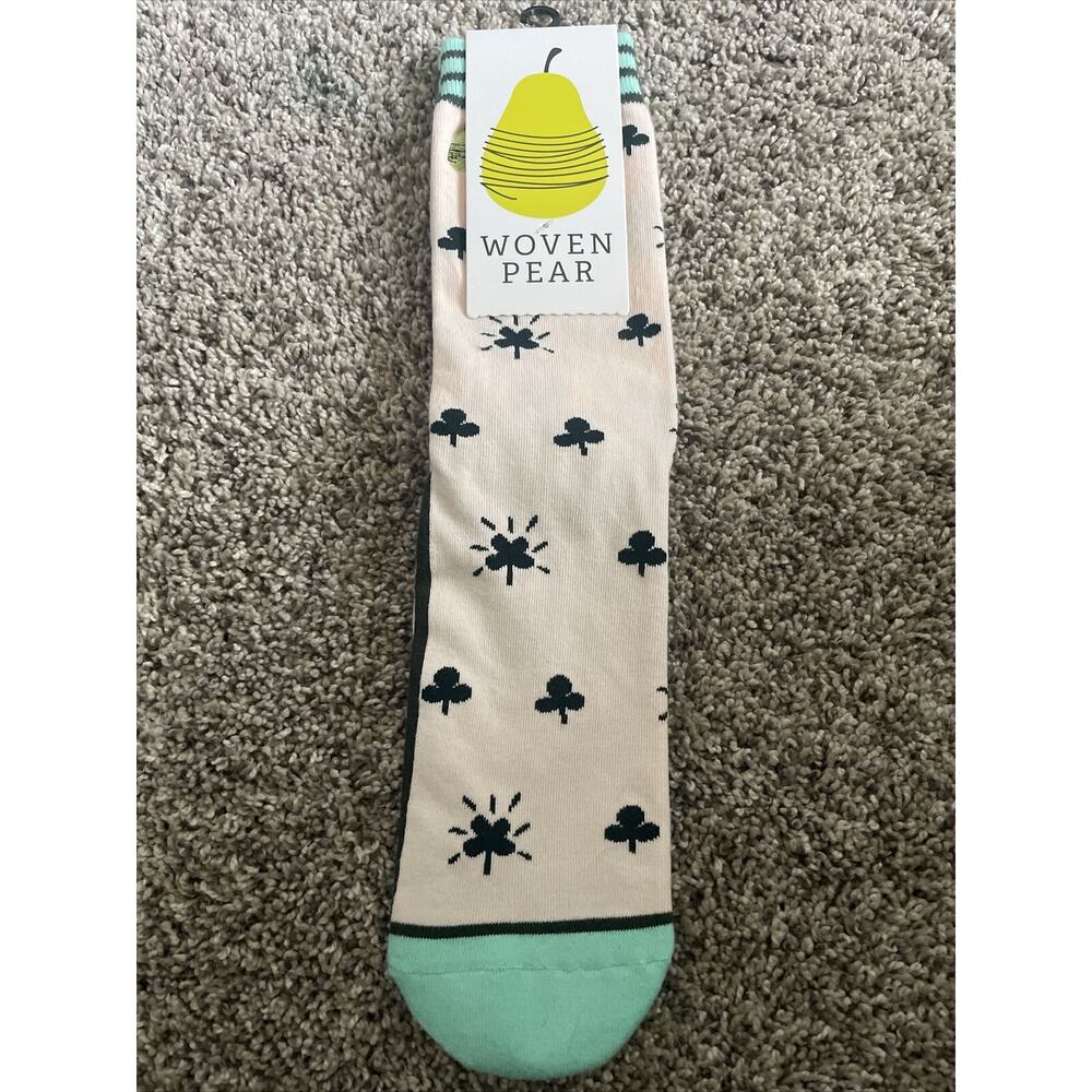 Woven Pear Shamrock Luck Socks - Good Luck - Brand New